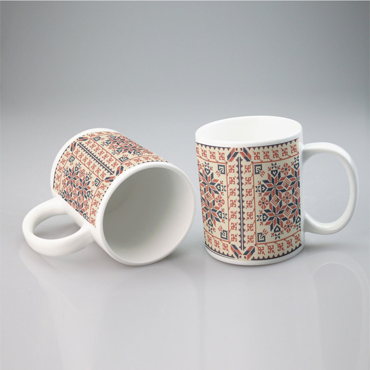 Palestinian Ceramic Mug, Palestinian Cross Stitch pattern, Ideal Gift, 11oz, Red