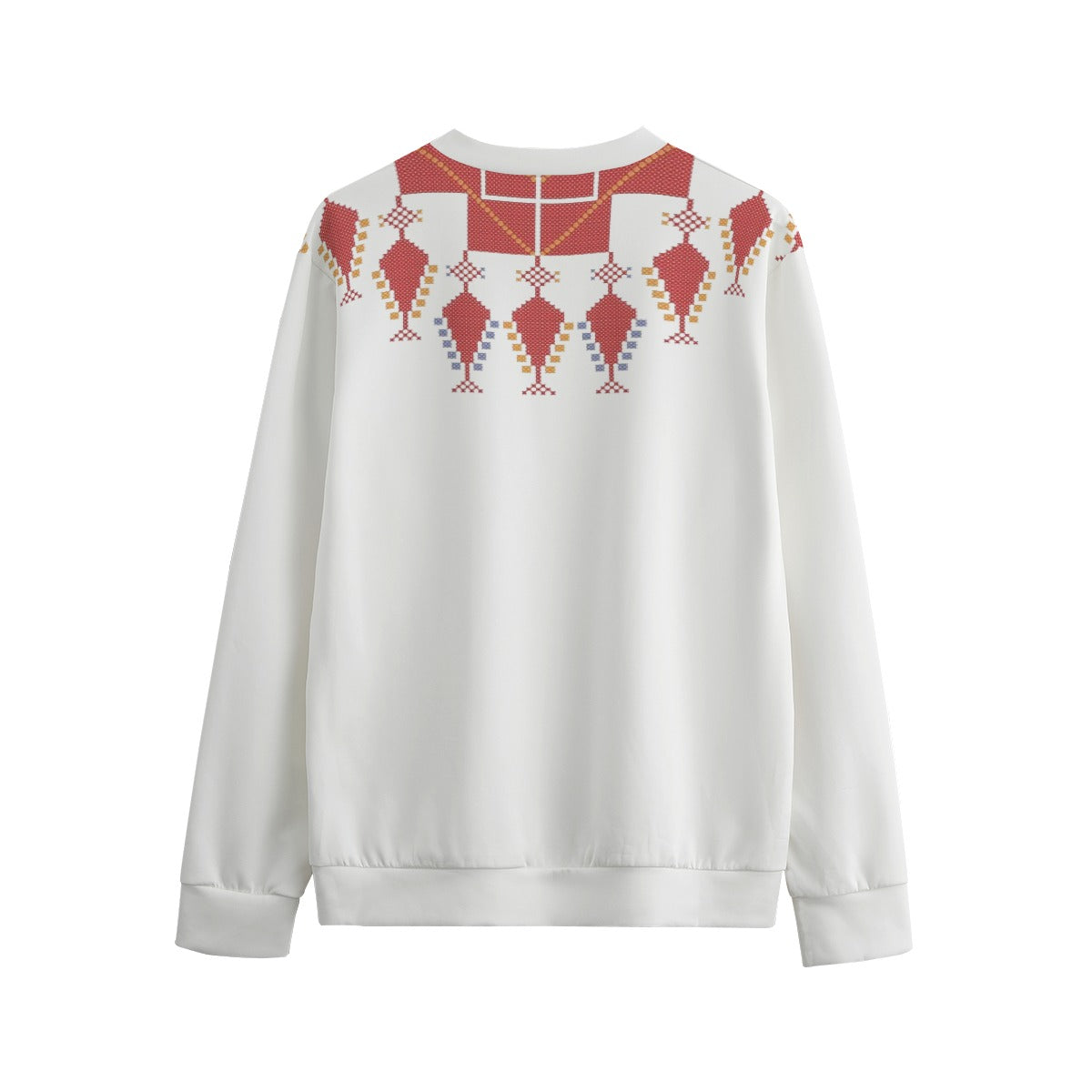 Palestinian Tatreez Design Print Unisex O-neck Sweatshirt, 100% Cotton, Red