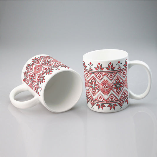 Palestinian Ceramic Mug, Palestinian Cross Stitch pattern, Ideal Gift, 11oz, Red