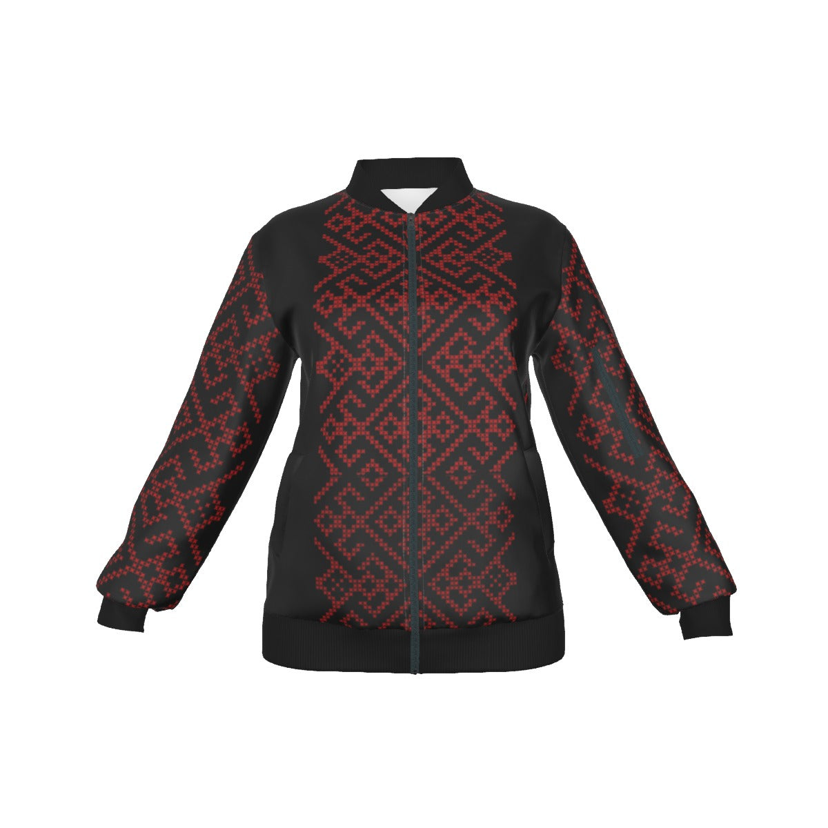 Palestinian Tatreez Print Women's Jacket, Red