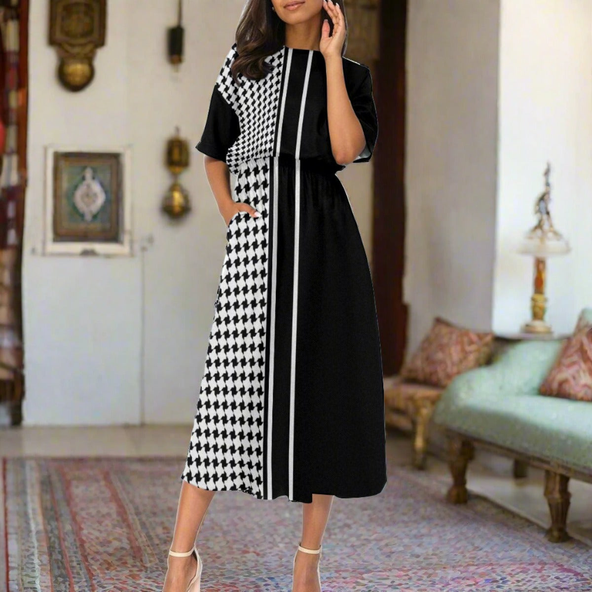 Palestinian kufiyeh dress, Kufiya dress, arabian dress, palestinian dress, palestinian thoub, palestinian kufiyeh, Palestinian clothing, Palestinian thoub, middle eastern dress, boho dress, ethnic dress