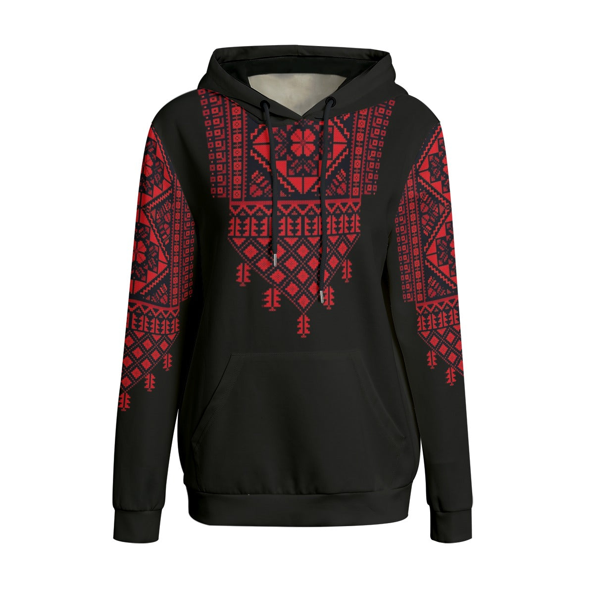 Palestinian Realistic Print Pattern Women's Hoodie, Red