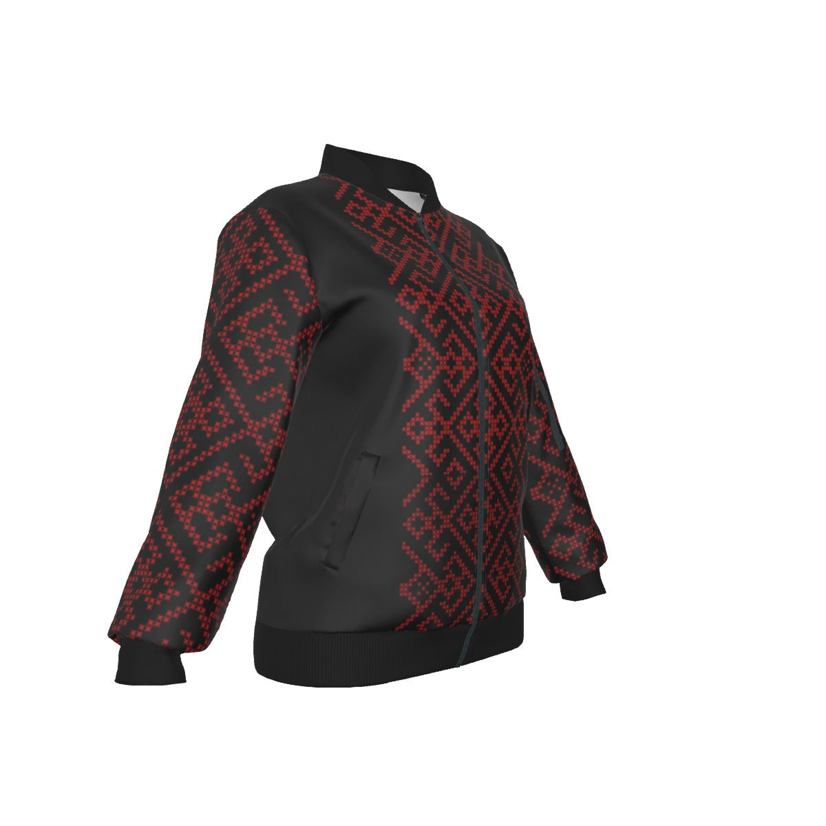 Palestinian Tatreez Print Women's Jacket, Red