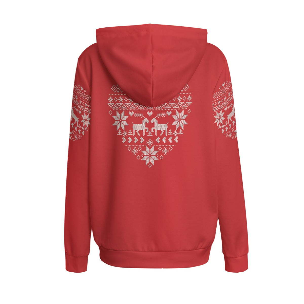 Heart shaped Women's Tatreez Print Pullover Hoodie, Red