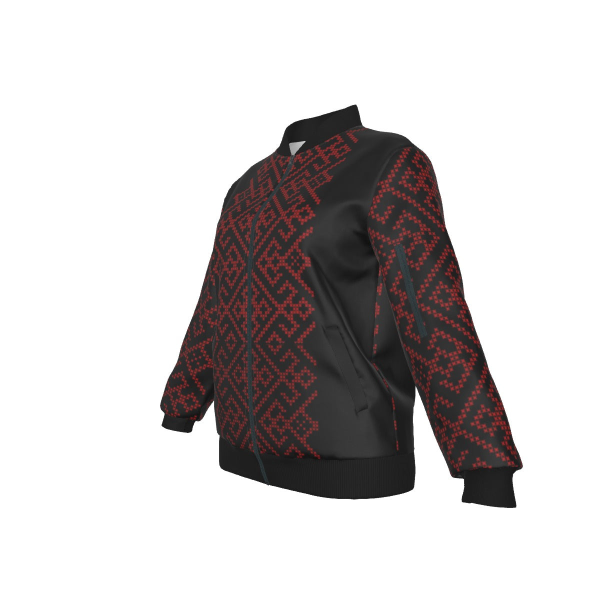 Palestinian Tatreez Print Women's Jacket, Red