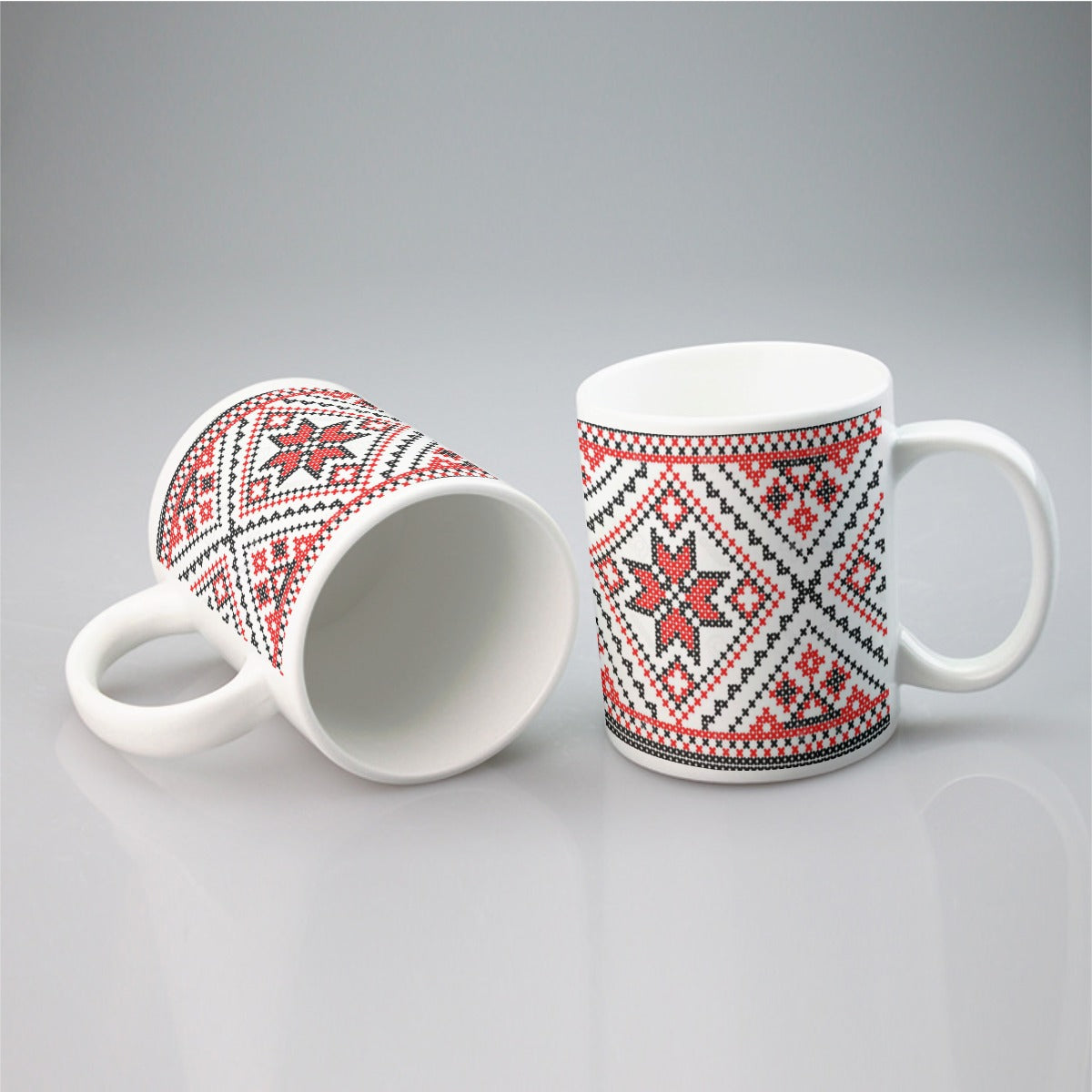 Palestinian Ceramic Mug, Palestinian Cross Stitch pattern, Ideal Gift, 11oz, Red