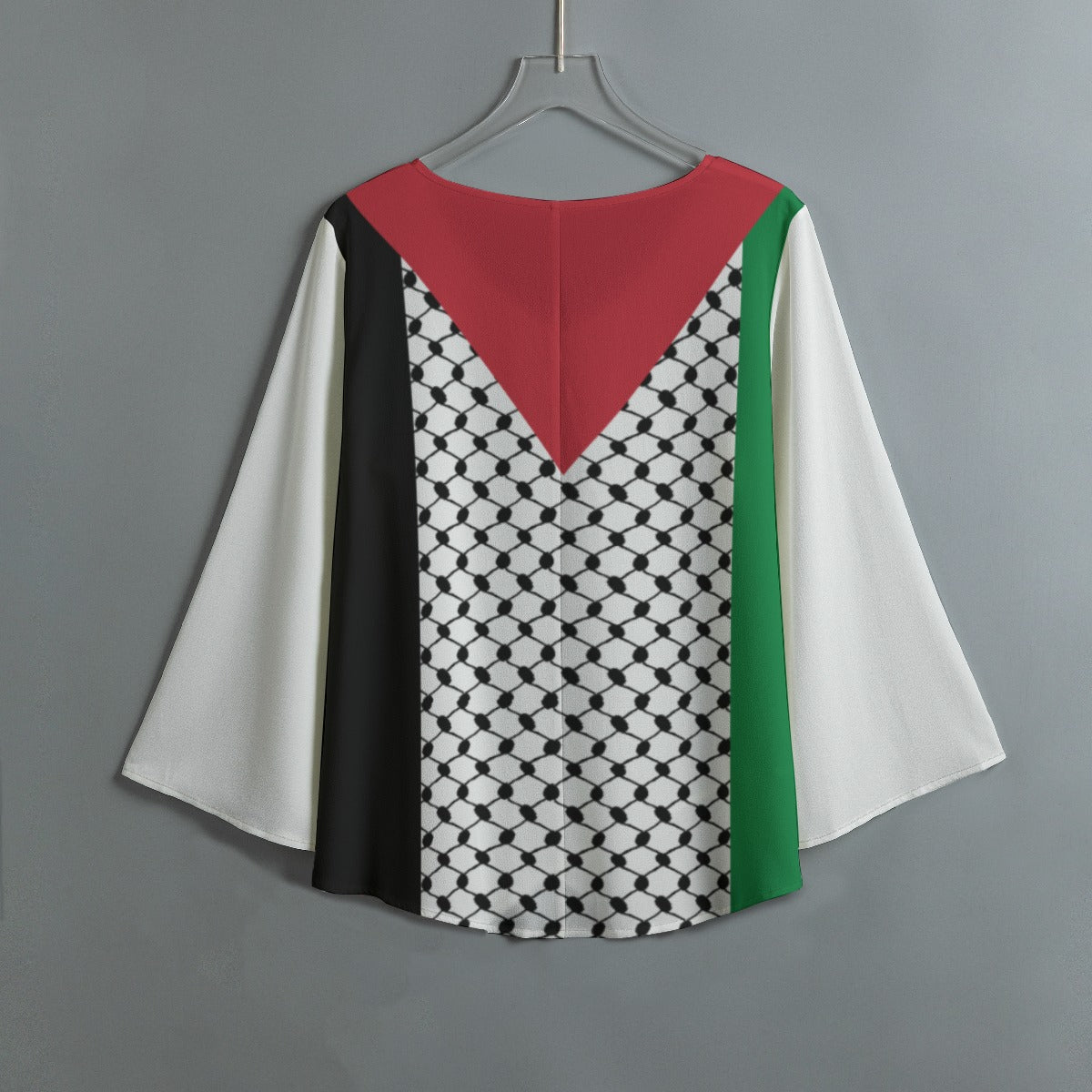 Palestinian Flag Gaza Freedom All-Over Print Women's V-neck T-shirt With Irregular Hem Blouse