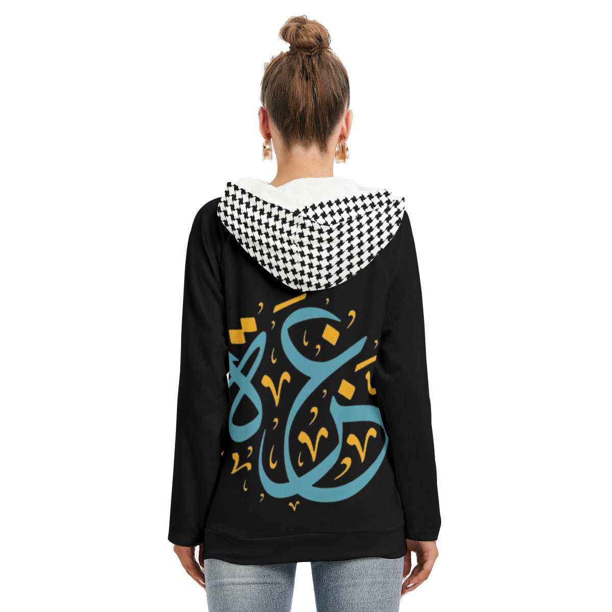 Gaza Double Hoodie, Palestinian Woman Kufiyeh, Keffiyeh Unique Gift