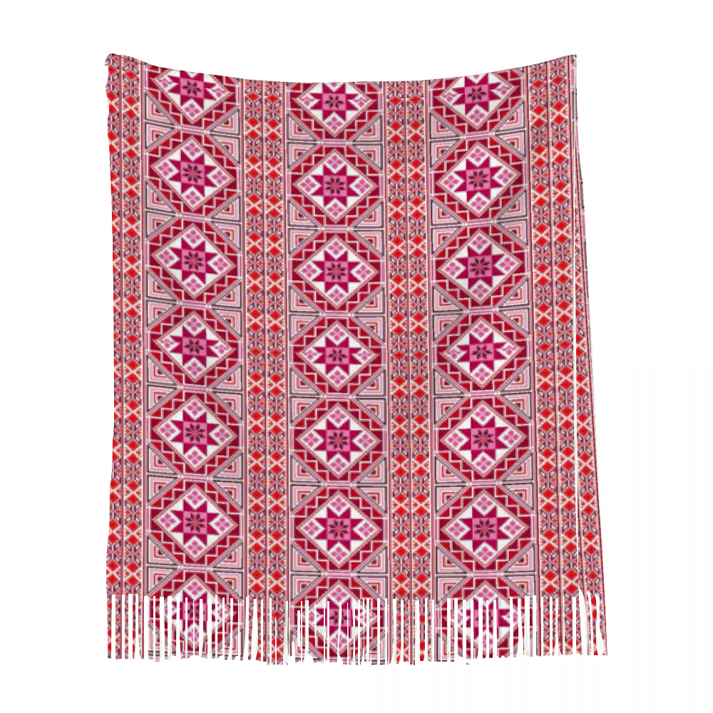 Palestinian Tatreez Pattern print Tassel Scarf for Women