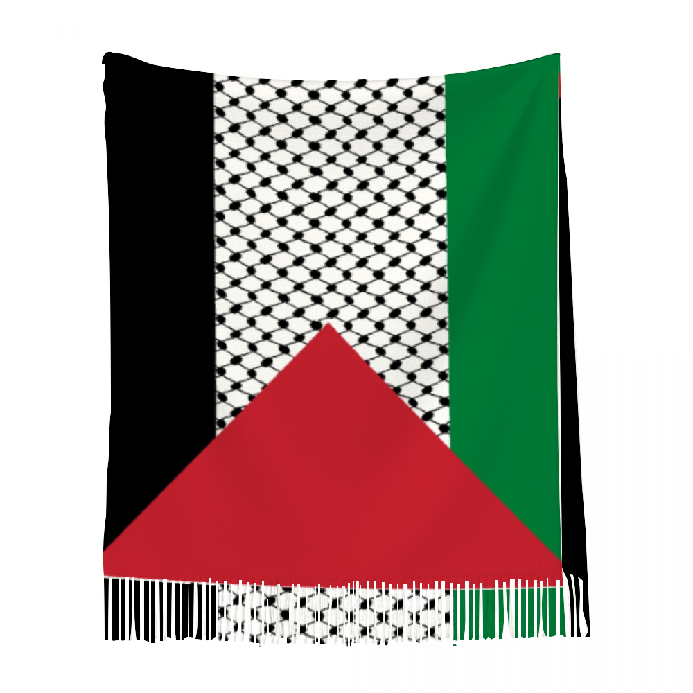 Palestinian Flag, Tassel Scarf for Women