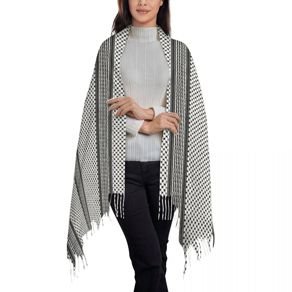 Palestinian Kuffiyeh Scarf, Tassel Scarf Sarong Keffiyeh Wrap Women