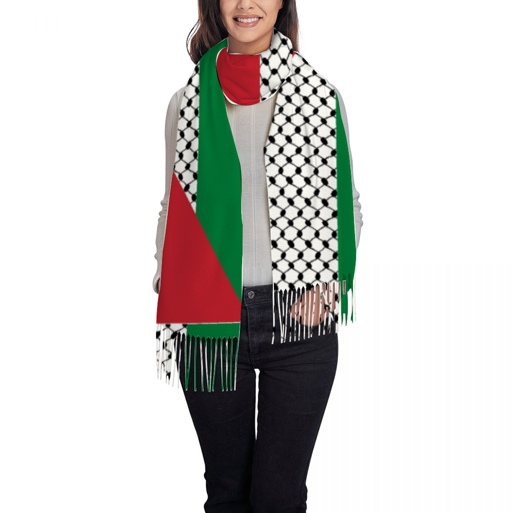 Palestinian Flag, Tassel Scarf for Women