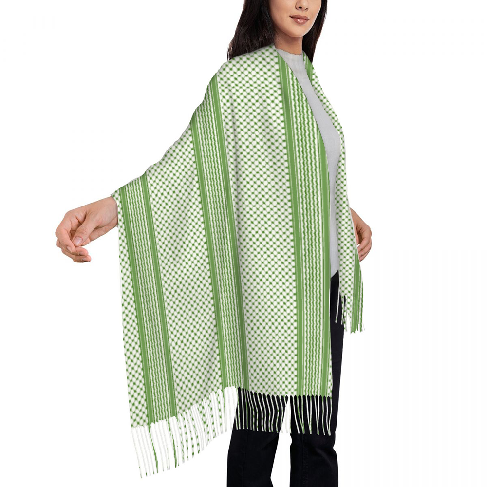 Palestinian Arabic Kuffiyeh Tassel Scarf Sarong Wrap for Women