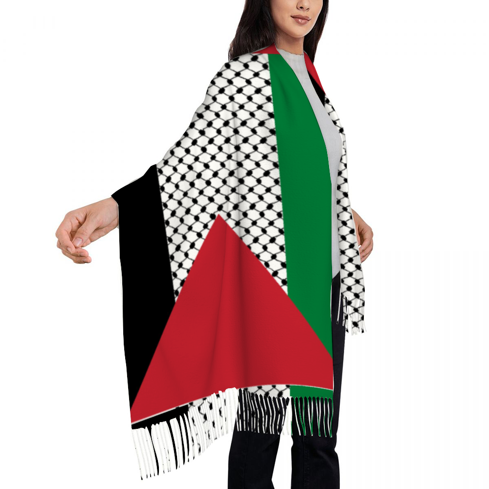 Palestinian Flag, Tassel Scarf for Women