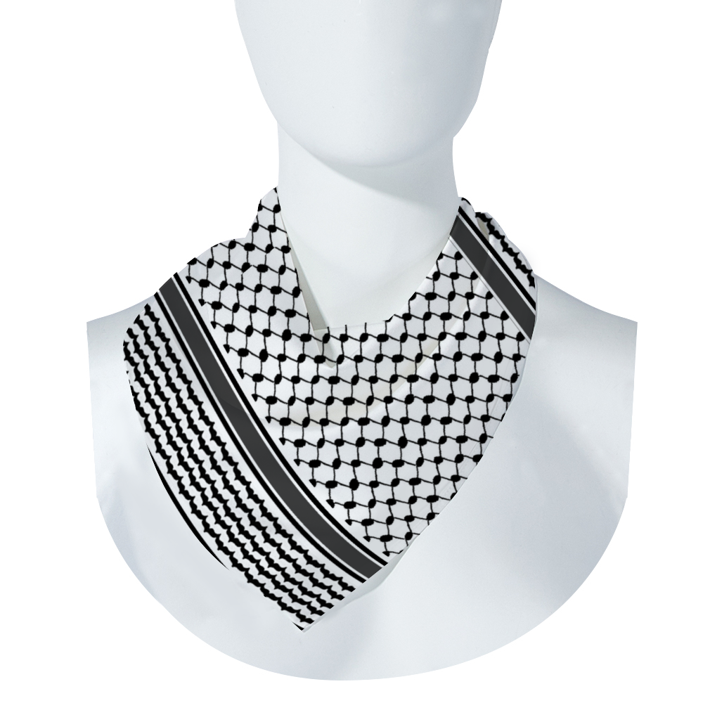 Kuffiyeh Silk-liked Scarf 20.8" x 20.8" Thin Satin Shawl